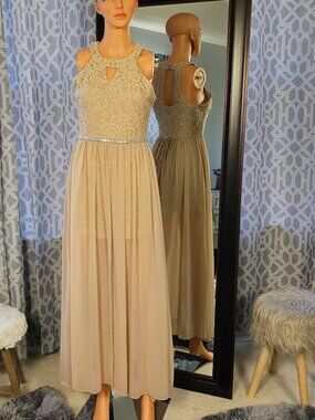 Bow Dream Lace Halter Maxi Dress, XS